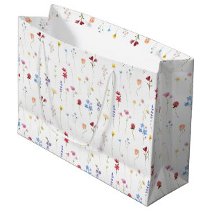 Minimal Colourful Garden Wildflower Pattern Large Gift Bag