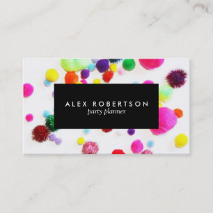 Minimal colourful pom pom business card