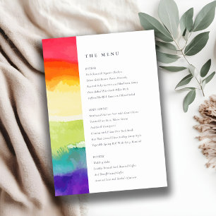 Minimal Colourful Pride Rainbow Wedding Menu Card
