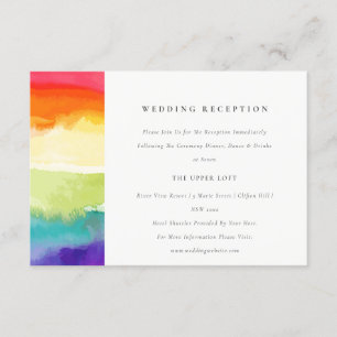 Minimal Colourful Pride Rainbow Wedding Reception Enclosure Card