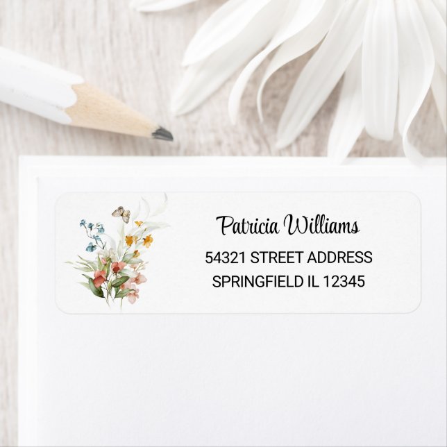 Minimal Colourful Still Life Floral Return Address Label (Insitu)