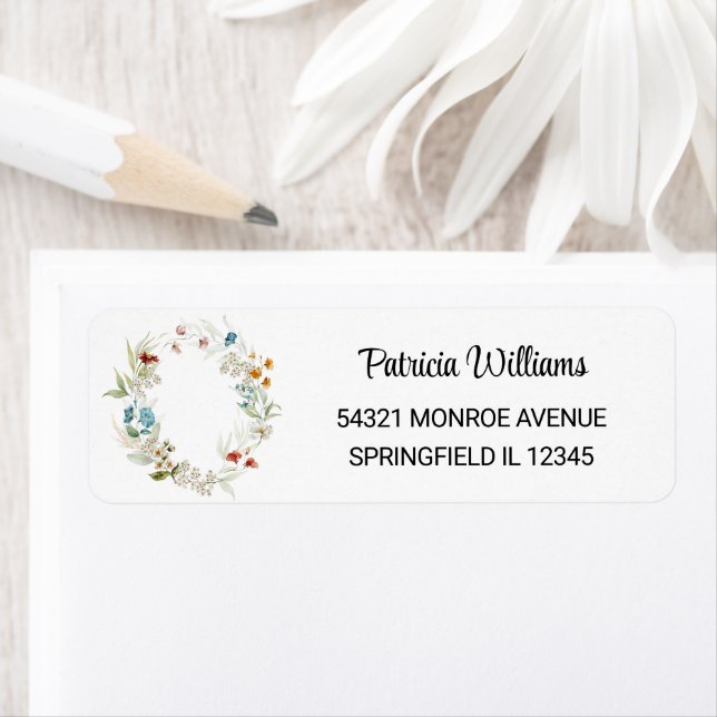 Minimal Colourful Still Life Floral Return Address Label (Insitu)