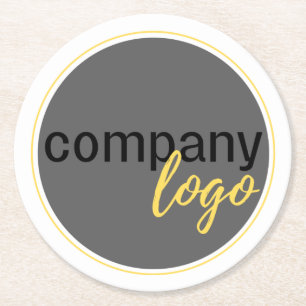 MINIMAL COMPANY BUSINESS LOGO PROMOTIONAL WHITE ROUND PAPER COASTER