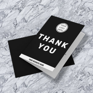 Minimal Company Logo Black & White Professional  Thank You Card
