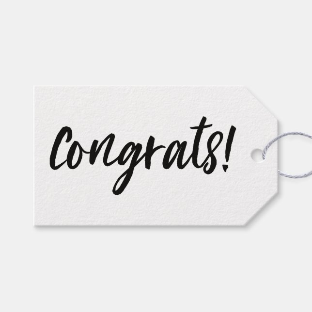 Minimal Congratulations Gift Tag - Monochrome (Front (Horizontal))