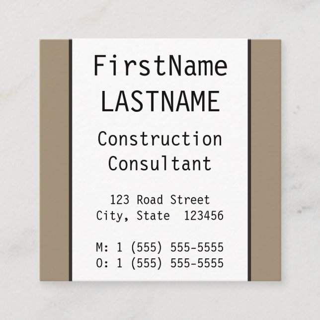 Minimal Construction Consultant Professional Square Business Card (Front)