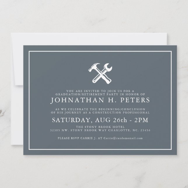 Minimal Construction Graduation|Retirement Invite (Front)