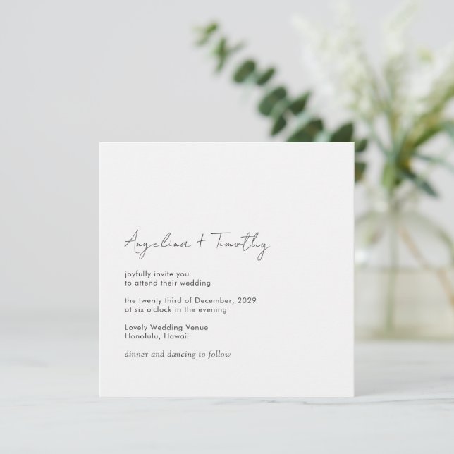 Minimal Contemporary Modern Elegant Wedding Invitation (Standing Front)