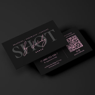 Minimal Content Creator Black Pink Photographer Business Card