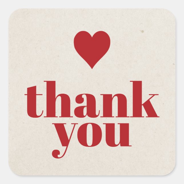 Minimal Cool Dark Red Beige Thank You Square Sticker (Front)