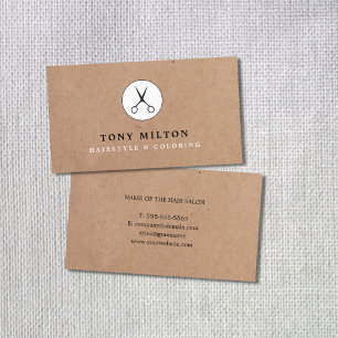 Minimal Cool Kraft Black Scissors Hair Stylist Business Card