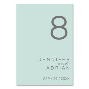 Minimal Cool Mint ﻿Modern Wedding Table Numbers