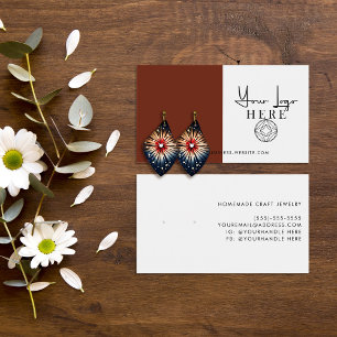 Minimal Copper Red White Logo Earring Display