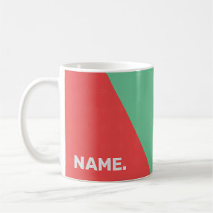Minimal coral and mint custom name coffee mug