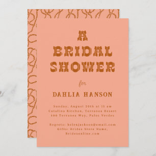 Minimal Coral Brown Western Bridal Shower Invitation