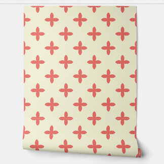 Minimal Coral Cross Floral Wallpaper – Cream Backg