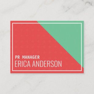 Minimal coral pink and aqua mint green business card