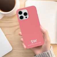 Minimal Coral Pink Modern Initial Monogram