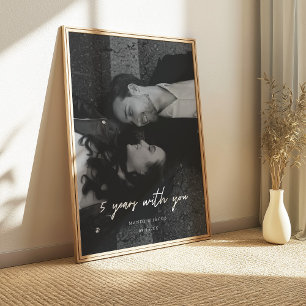Minimal Couple Photo 5-Year Wedding Anniversary Poster
