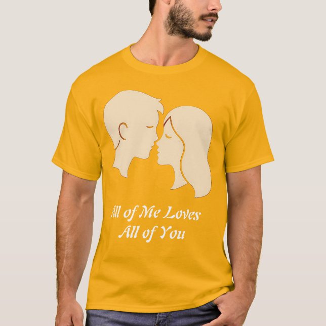 Minimal Couple Silhouette Happy Valentines Day T-Shirt (Front)