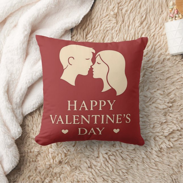 Minimal Couple Silhouette Valentines Decorative Cushion (Blanket)