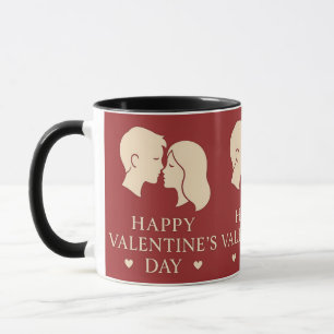 Minimal Couple Silhouette Valentines Romantic Mug