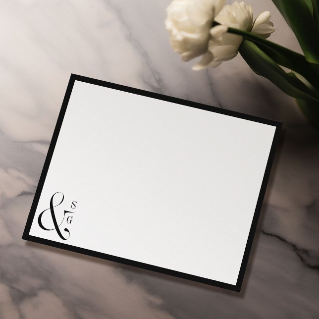 Minimal couple's monogram personalised Stationery Card (Minimal couple's monogram personalized Stationery Note Card)