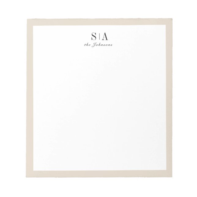 Minimal couples monogram personalised Stationery N Notepad (Front)