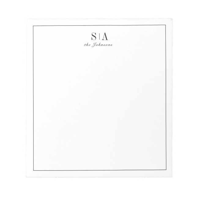 Minimal couples monogram personalized Stationery Notepad (Front)