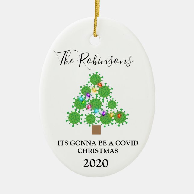Minimal Covid Christmas Tree Personalised Ceramic Ceramic Ornament (Front)
