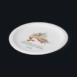 Minimal Crawfish Boil | Paper Plate<br><div class="desc">Personalised crawfish themed paper plates for your next crawfish boil party,  barbecue or seafood event.  
It features a watercolor styled illustration of two crawfish on top of dinner relish and seaweed. 
Underneath this are spots for your own unique event information.</div>