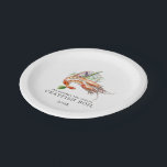 Minimal Crawfish Boil | Paper Plate<br><div class="desc">Personalised crawfish themed paper plates for your next crawfish boil party,  barbecue or seafood event.  
It features a watercolor styled illustration of two crawfish on top of dinner relish and seaweed. 
Underneath this are spots for your own unique event information.</div>