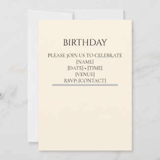 Minimal Cream Birthday Invitation Template | Edita