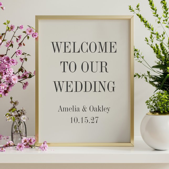 Minimal Cream Black Elegant Wedding Welcome Poster (Creator Uploaded)