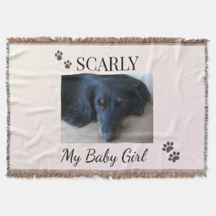 Minimal Cream Blush Pet Photo  Throw Blanket