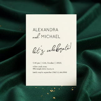 Minimal Cream Elegant Engagement Typography Invitation