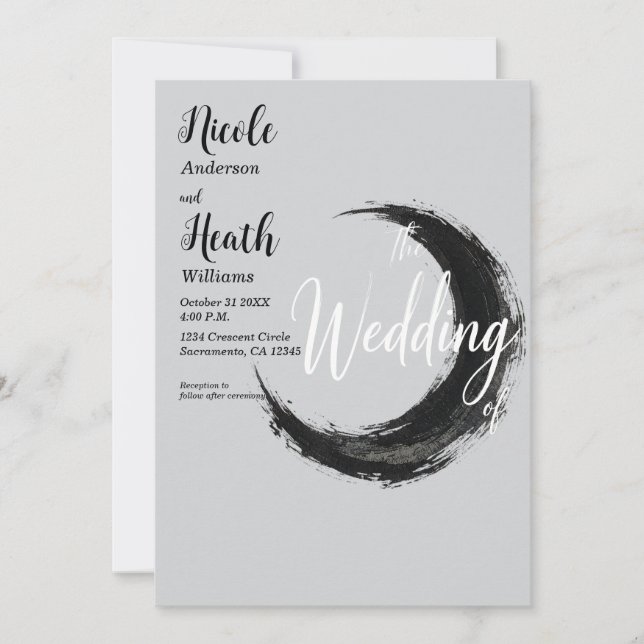 Minimal Crescent Moon Wedding Invitation (Front)