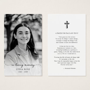 Minimal Cross Funeral Memorial Photo Prayer Card