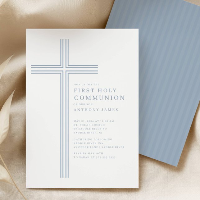 Minimal Cross Holy Communion Invitation (Creator Uploaded)