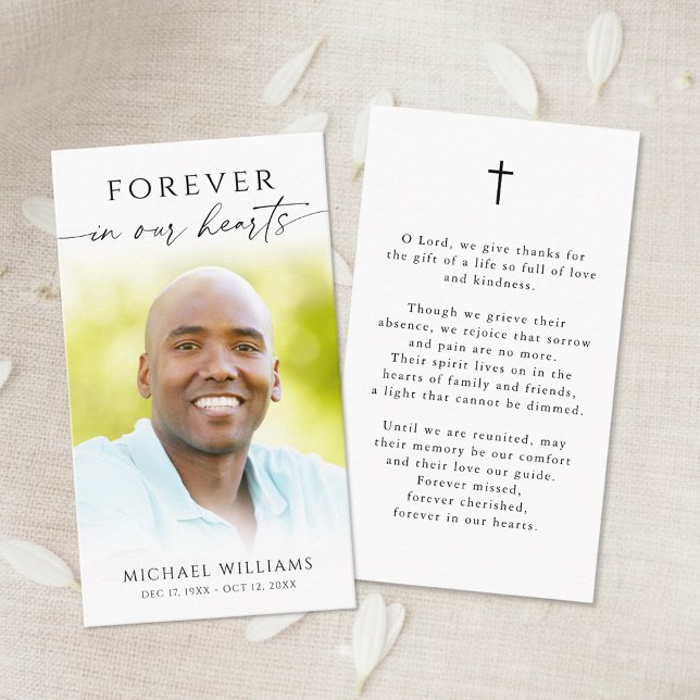 Minimal Cross Photo  Funeral Memorial Prayer Card (Creator Uploaded)