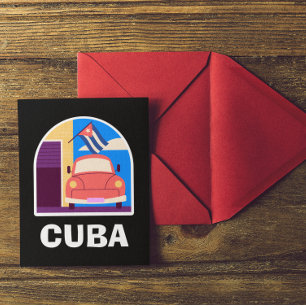 Minimal Cuba Island Vintage Retro Travel Postcard