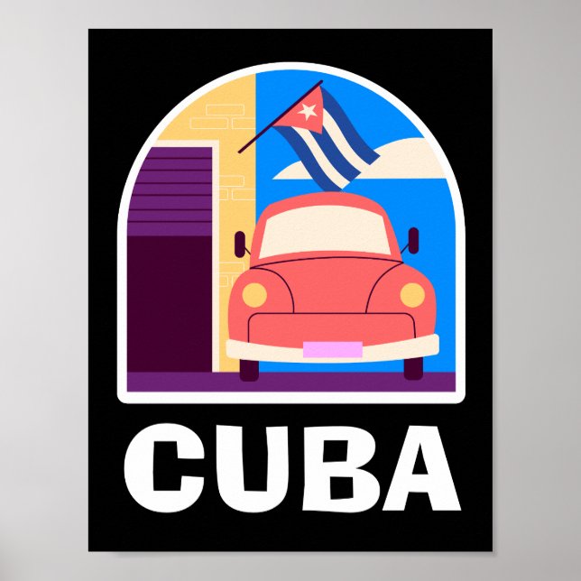 Minimal Cuba Island Vintage Retro Travel  Poster (Front)