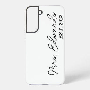 Minimal Cursive Mrs. Custom Last Name Wedding Gift Samsung Galaxy Case