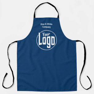 Minimal Custom Company Logo Blue White Apron