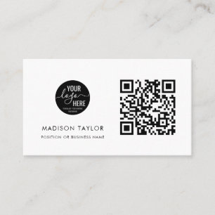 Minimal Custom Company Logo QR Code Basic Business Card