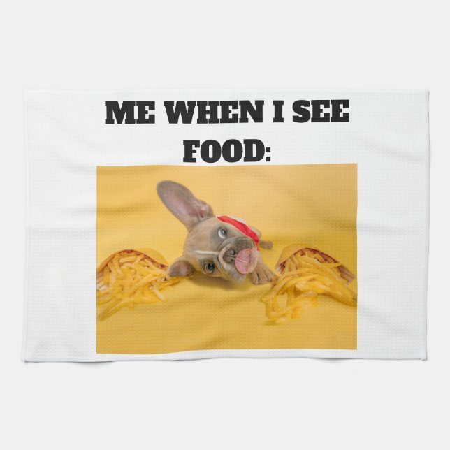 Minimal Custom Me When I See Food Add Photo  Tea Towel (Horizontal)