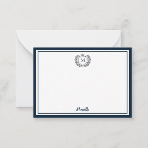 Minimal Custom Monogram Name Royal Crest Emblem Card