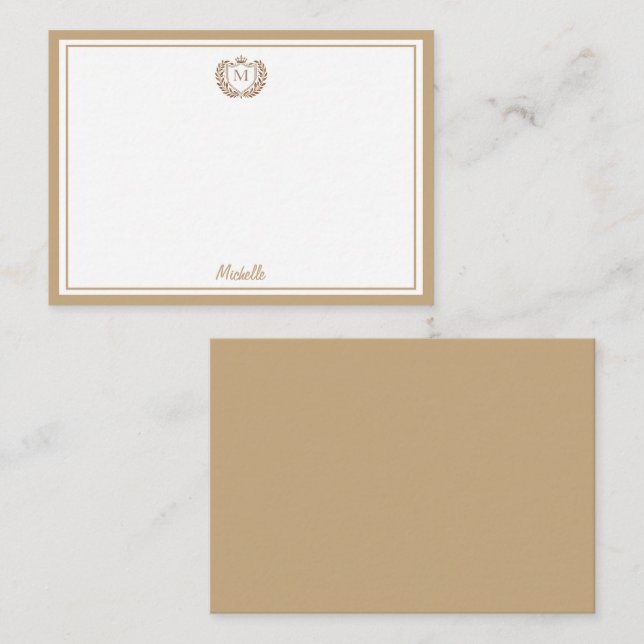 Minimal Custom Monogram Name Royal Crest Emblem Card (Front/Back)