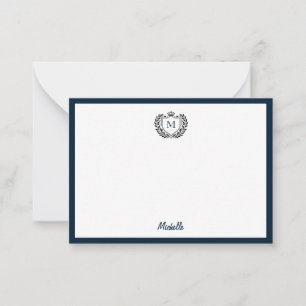 Minimal Custom Monogram Name Royal Crest Emblem Card