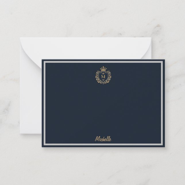 Minimal Custom Monogram Name Royal Crest Emblem    Card (Front)